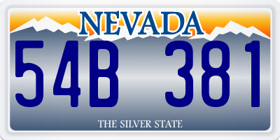 NV license plate 54B381