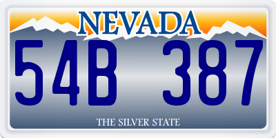 NV license plate 54B387