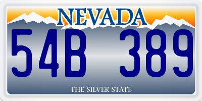 NV license plate 54B389