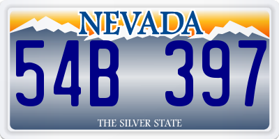 NV license plate 54B397