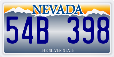 NV license plate 54B398