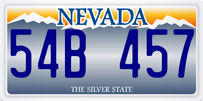 NV license plate 54B457