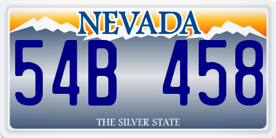 NV license plate 54B458