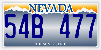 NV license plate 54B477