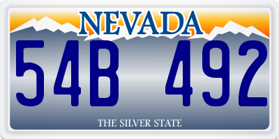 NV license plate 54B492