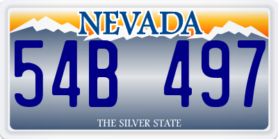 NV license plate 54B497