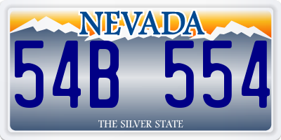 NV license plate 54B554