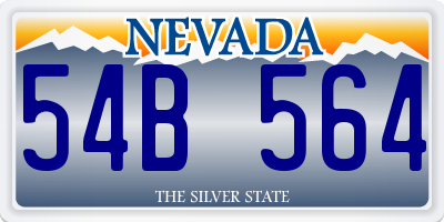 NV license plate 54B564