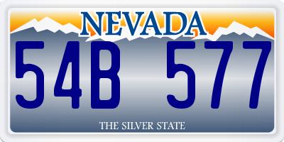 NV license plate 54B577
