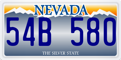 NV license plate 54B580