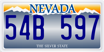 NV license plate 54B597