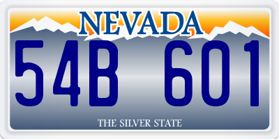 NV license plate 54B601