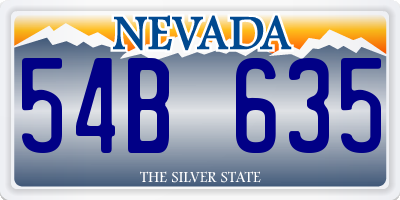 NV license plate 54B635