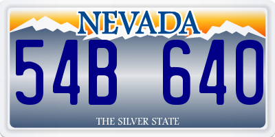 NV license plate 54B640