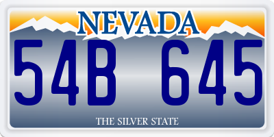 NV license plate 54B645
