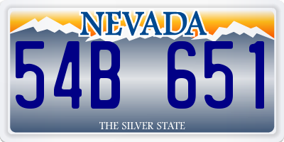 NV license plate 54B651