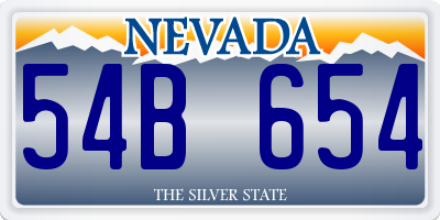 NV license plate 54B654