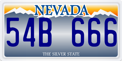 NV license plate 54B666