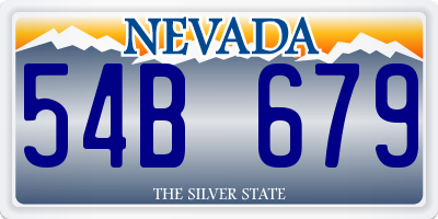 NV license plate 54B679