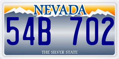 NV license plate 54B702