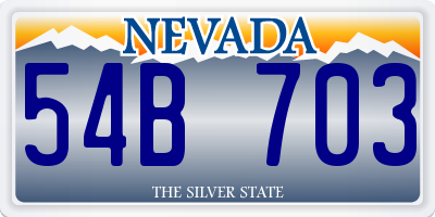 NV license plate 54B703