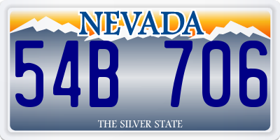 NV license plate 54B706