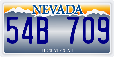 NV license plate 54B709