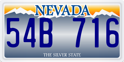 NV license plate 54B716