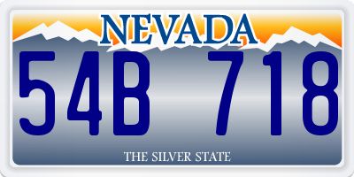 NV license plate 54B718