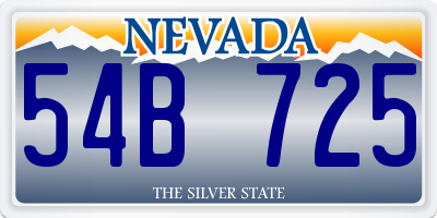 NV license plate 54B725