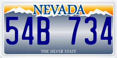 NV license plate 54B734