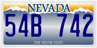 NV license plate 54B742