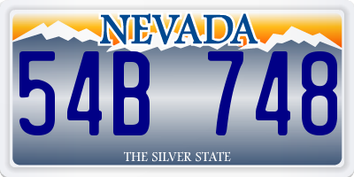 NV license plate 54B748