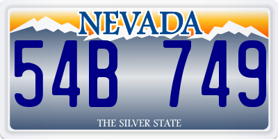 NV license plate 54B749