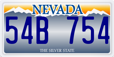 NV license plate 54B754