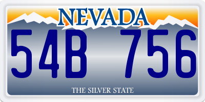 NV license plate 54B756