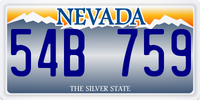 NV license plate 54B759