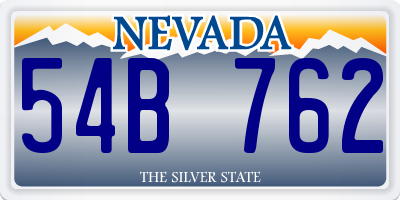 NV license plate 54B762