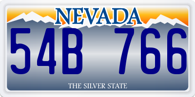 NV license plate 54B766