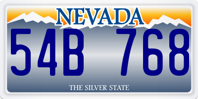 NV license plate 54B768