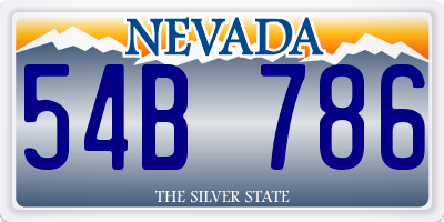 NV license plate 54B786