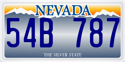 NV license plate 54B787