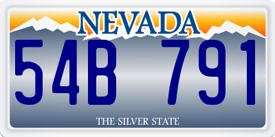 NV license plate 54B791