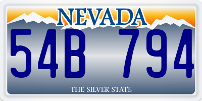 NV license plate 54B794