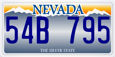 NV license plate 54B795