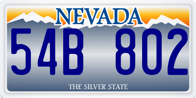 NV license plate 54B802