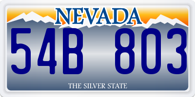 NV license plate 54B803