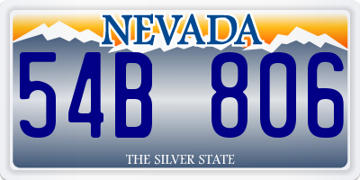 NV license plate 54B806