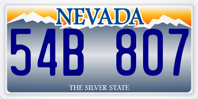 NV license plate 54B807