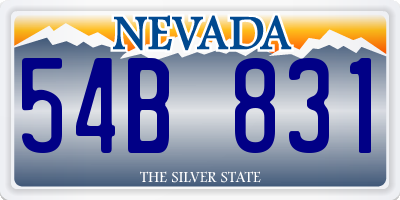 NV license plate 54B831